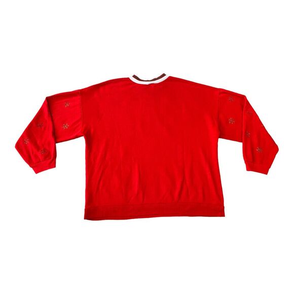 Vintage 90s Nut Cracker Christmas Graphic Gold Glitter Red Sweatshirt Size M - Picture 8 of 12